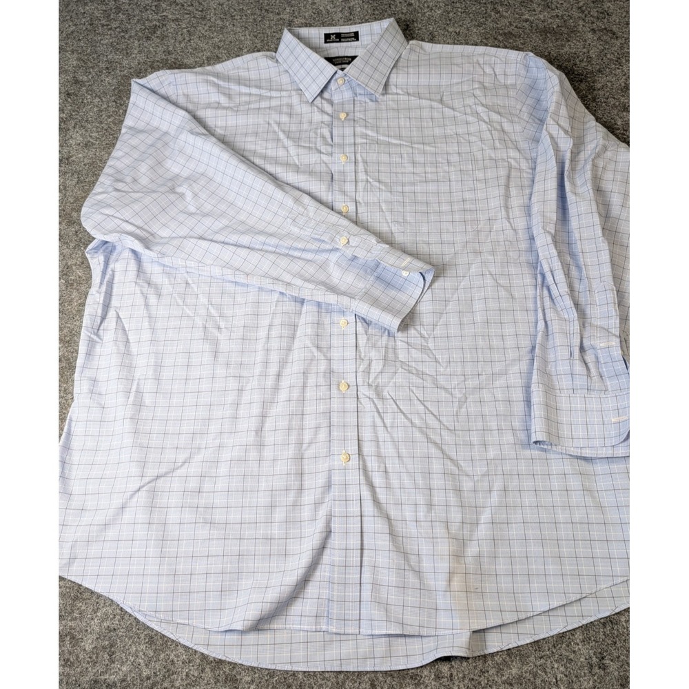 Nordstrom Men's Traditional Fit 19 / 36 Blue Plaid Long Sleeve Shirt  Casual